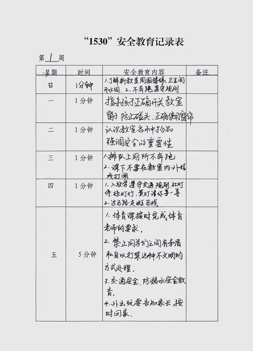 安全教育活动表